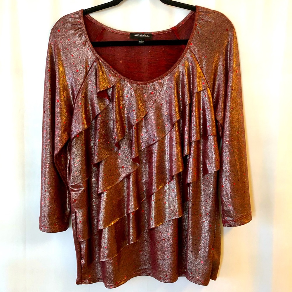 Ruffled shimmery blouse with sequins